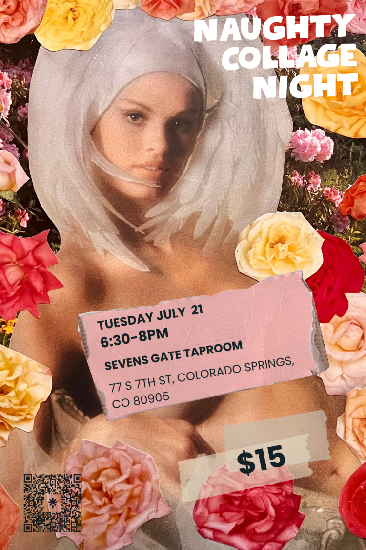 Naughty Collage Night poster with ticket pricing example collage