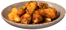 A plate of honey habanero hot wings.